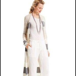 CAbi White Piazza 100% Linen Drawstring Pants Size Medium 5079